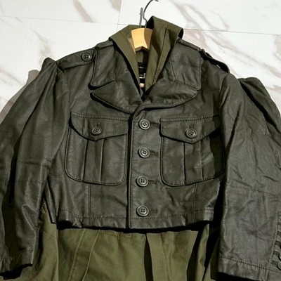 Chaqueta militar Comme des Garcons de cuero con acoplamiento en capas talla XS usada rara Foto 1 de 4