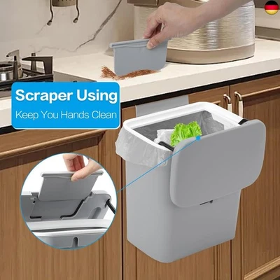 Komposteimer für Küche, 9 l Mülleimer, Arbeitsplatte oder unter der Spüle, hän - Bild 1 von 4