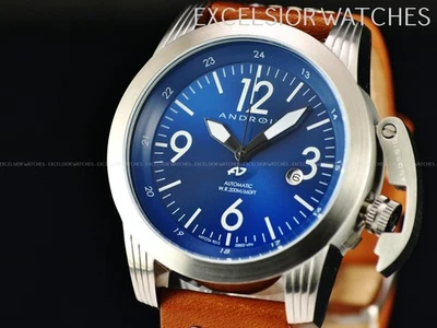 Android Men's 48mm Sky Guardian Miyota 9015 Automatic Blue Dial Leather SS Watch - Image 1 of 4