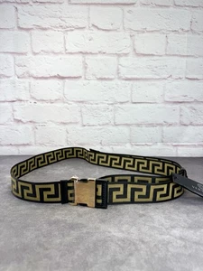 Cinturón Versace Nuevo con Etiquetas Estampado Greca Negro Hebilla Fácil 110/XL - Imagen 1 de 9