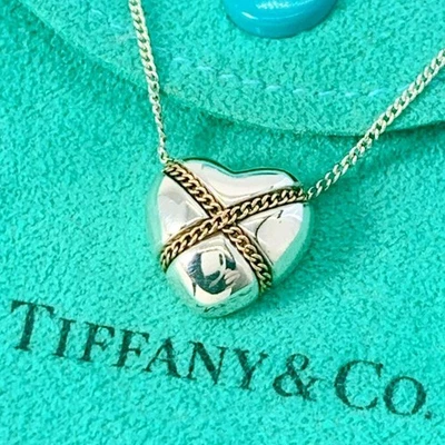 Collana Tiffany & Co. cuore argento 925 oro 18 carati 750 ciondolo catena... - Immagine 1 di 4