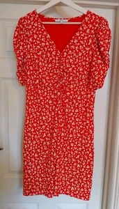 Next- Ladies Red Floral Ditsy Midi Dress- Holiday, Summer - Size 16 - Picture 1 of 7