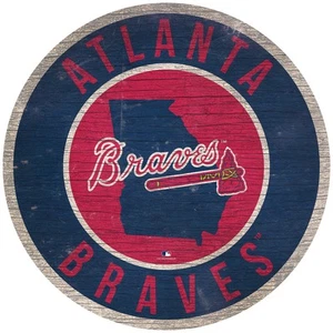 MLB Braves Circle Sign State 12" Retro Logo Atlanta Mancave Wall New - Picture 1 of 3