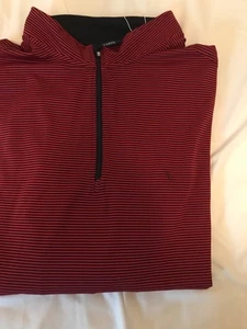 CUTTER&BUCK mens shirt size XXXL red with blue stripes quarter zip long sleeves  - Picture 1 of 14
