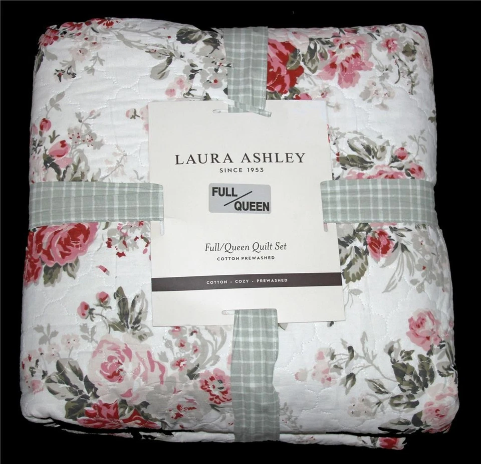 Juego de edredón reversible completo/queen rosa en mal estado floral Laura Ashley ASHFIELD de 3 piezas Foto 1 de 1