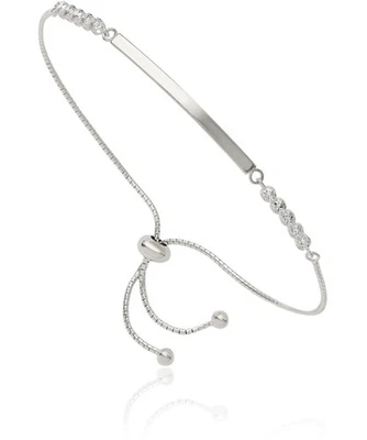 925 Sterling Silver CZ Adjustable ID Bracelet - Image 1 of 4