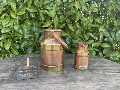 Pots à lait en cuivre ancien / récipients / déco ferme campagne chic  (métal). - Photo 1/4