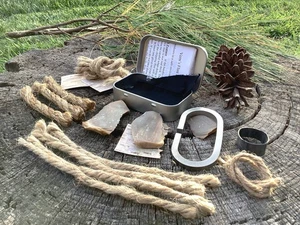 Complete Flint and Steel Fire Starter Set, Texas Chert /Flint Sharpener/ Extras - Picture 1 of 4