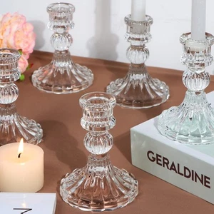 Kerzenständerhalter Set, 4" H Kegel Kerzenhalter Großpackung, 12 Stück Glas Kerzen H... - Bild 1 von 6