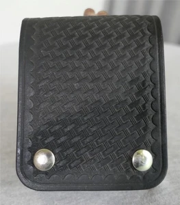 Tex Shoemaker 60X Basketweave Leather Handcuff Radio Utility Holster Pouch - Picture 1 of 9