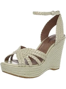 LUCKY BRAND Womens Beige 1-1/2" Platform Lainey Toe Wedge Espadrille Shoes 5.5 - Picture 1 of 11