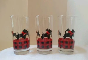 3er Set Anchor Hocking Fitz Scottie Hund Tartan kariert 16 Unzen Longdrinkbecher/cb - Bild 1 von 10