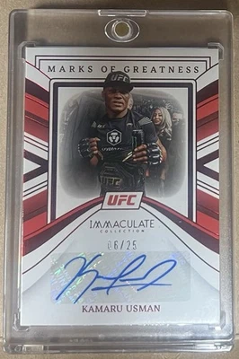 2023 Immaculate Collection  UFC Kamaru Usman 06/25 Autographed - Image 1 of 2