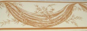 Country Swag Wall Wallpaper Border Seabrook Designs RO 9083 Brown / Rust / Cream - Picture 1 of 2