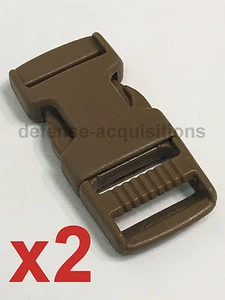 SET OF 2 Side Release Side Squeeze Single Adjust Buckle 3/4 INCH  COYOTE - Picture 1 of 4
