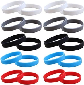20 Pcs Rubber Bracelets for Men Women, Stretch Blank Silicone Wristbands Brac... - Picture 1 of 6