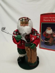 Stoffmaché GOLF SANTA 11" groß Weihnachten Sammlerstück Pullover Golf Putter - Bild 1 von 12