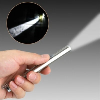 1000 Lumens USB Rechargeable Mini LED Flashlight Stainless Steel Pen Light - Image 1 of 4