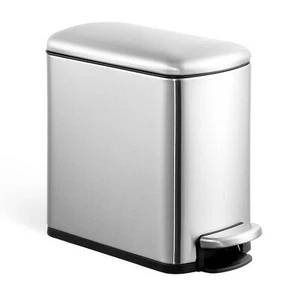 6L Pedal Trash Bin Stainless Steel Waste Bin with Lid and Inner Bin Pedal Was... - Picture 1 of 9