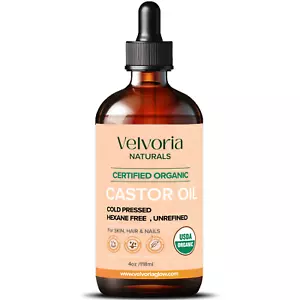 USDA Organic Castor Oil 4oz Cold Pressed Hexane Free Pure Hair Skin Eyelash Grow - Picture 1 of 1
