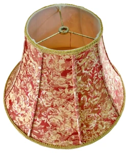 17 x 11 inch Bell Shape Soft Jacquard Fabric Lamp Shade, Red/Gold - Picture 1 of 7