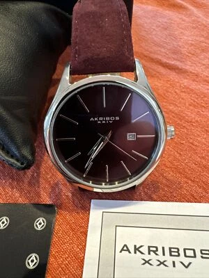 Reloj para hombre Akribos XXIV AK1019rd movimiento automático esfera Marion correa de cuero Foto 1 de 4