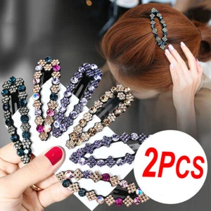 2 Stück Damen Kristall Druckknopf Haarspangen Haarnadel Haarspange Schieber Haarnadel Zubehör - Bild 1 von 24
