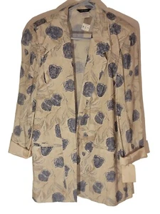 VTG NwT SAN MOIRE' JACKET SIZE 12T TAUPE BEIGE BLUE LONG SLV FAUX POCKETS - Picture 1 of 11