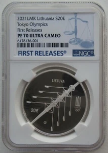 NGC PF70 Lithuania 2021 Tokyo Olympics Double Rowing Silver Coin S20E 日本東京オリンピック - Picture 1 of 7
