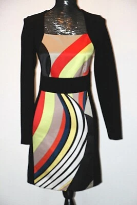 Emilio Pucci Silk Satin Paneled Banded Waist Slim-Fitting Dress US 2/IT 38 $1820 - Image 1 of 4