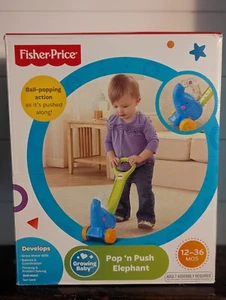 New Fisher-Price Growing Baby Pop'n Push Elephant 12-36 mos Ball popping action - Picture 1 of 16