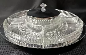 Vtg Kromex Lazy Susan Condiment Dip Tray with Original Box Sawblade Edge 13.5” - Picture 1 of 18
