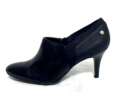 Calvin Klein Jeanine Side Zip Ankle Bootie Pumps Black Leather Heels VGC sz 8.5 - Image 1 of 4