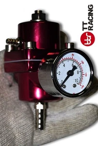 Kit regulador de presión ajustable universal de inyección de combustible rojo JDM con medidor - Imagen 1 de 3