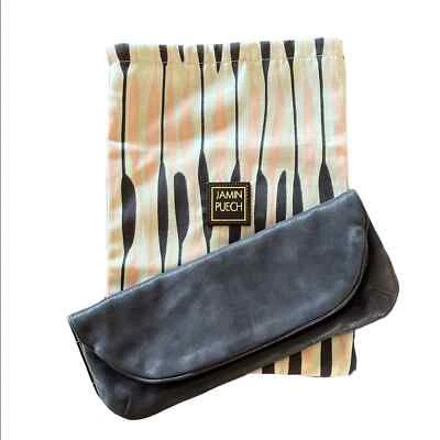 Bolso sin asas de noche de cuero de diseñador francés Jamin Puech con bolsa antipolvo  Foto 1 de 4