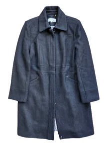 Calvin Klein Recent Trenchcoat Damen 14P Petite schwarz Reißverschluss Druckknopf Wolle Viskose gebraucht, in einwandfreiem Zustand - Bild 1 von 10