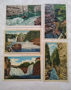 Ausable Chasm, NY Postcards Lot of (5) Color Waterfalls Canoes Vintage Unposted - Picture 1 of 8