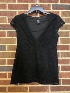 New York and Company schwarze Bluse Spitze M - Bild 1 von 4