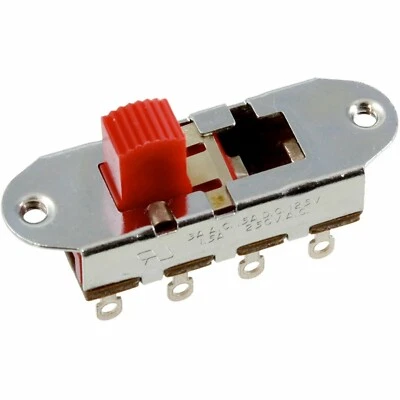 NEW (1) Switchcraft® On-Off-On Slide Switch for Fender Mustang® - Red Knob - Image 1 of 4