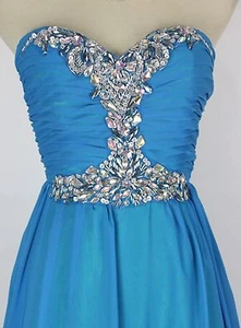 NEU Maskerade blau Abend Abschlussball formell schulterfrei Kleid Größe 5 lang Abend $ 170 - Bild 1 von 12