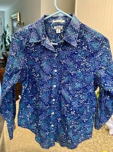 L. L. Bean Women’s Petite X Small Bottom Up Floral Blouse Long Sleeve - Picture 1 of 5
