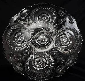 Vintage LE Smith Glass Pinwheel & Stars 23" Torte Plate - Picture 1 of 14