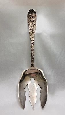 Antique 1920s Stieff Repousse Pierced Sterling Silver Serving Fork - Image 1 of 4