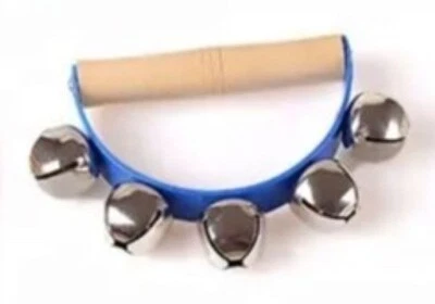 CCM CRAZY CREW MUSIC Hand Sleigh Bells with 5 Jingles with Wooden Handle BLUE 11cm Christmas 11cm CCM