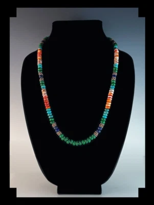 White Fox Creation: Men's Multi Gemstone Necklace - Image 1 of 4