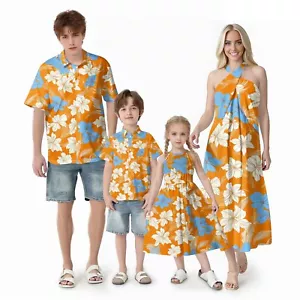 Family Matching Outfits Mommy and Me Dress Hawaii Vacation Beach Dress and Shirt - Picture 1 of 24