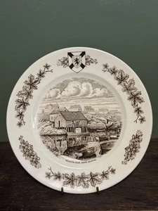 Vintage Atlantic Canada Peggy's Cove Nova Scotia Brown and White Transferware Pl - Picture 1 of 8