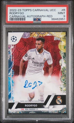 2022-23 Topps Carnaval Carnaval Autographs #R Rodrygo Red PSA 9 - Image 1 of 2