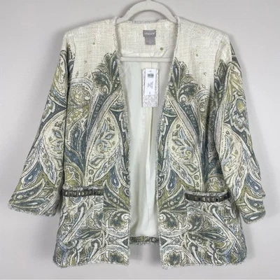 Chaqueta adornada de tweed Chico's Heritage para mujer 8 forrada de algodón manga larga Foto 1 de 4