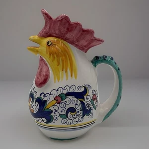 Deruta Keramik "Glückshahn" Krug handbemalt Made in Italy 8,25" - Bild 1 von 13
